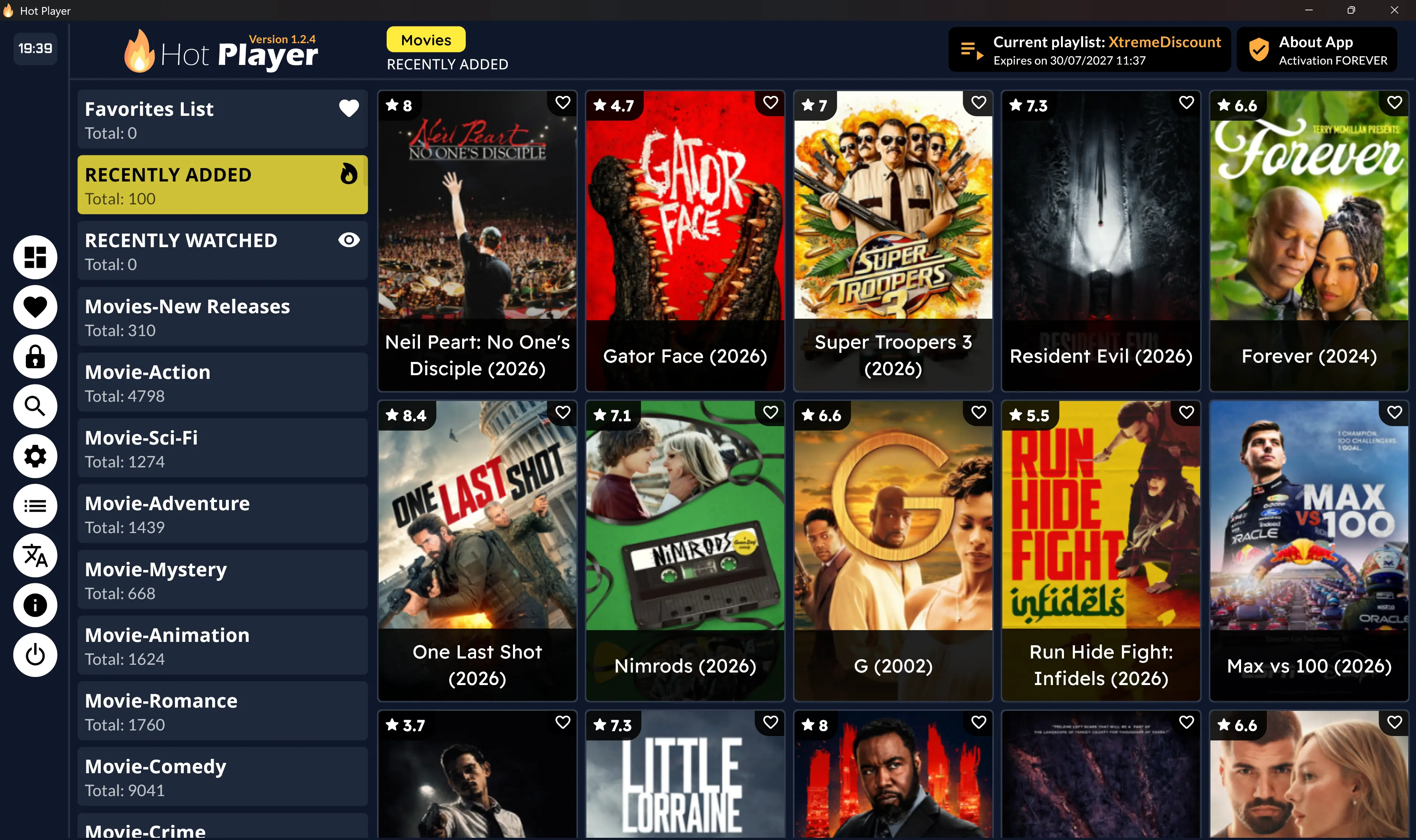 HotPlayer IPTV movies screen