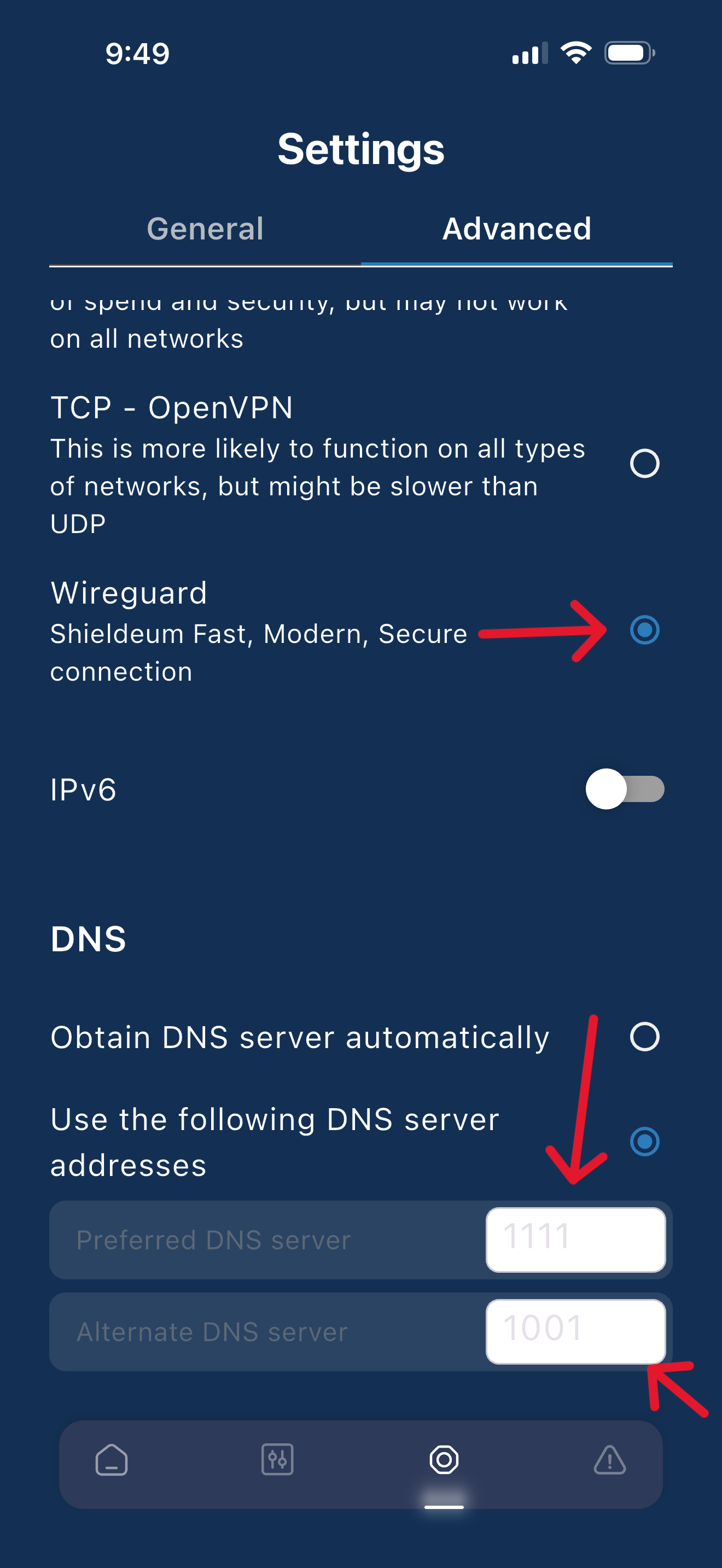 QuickCloak VPN WireGuard and Cloudflare Custom DNS configuration