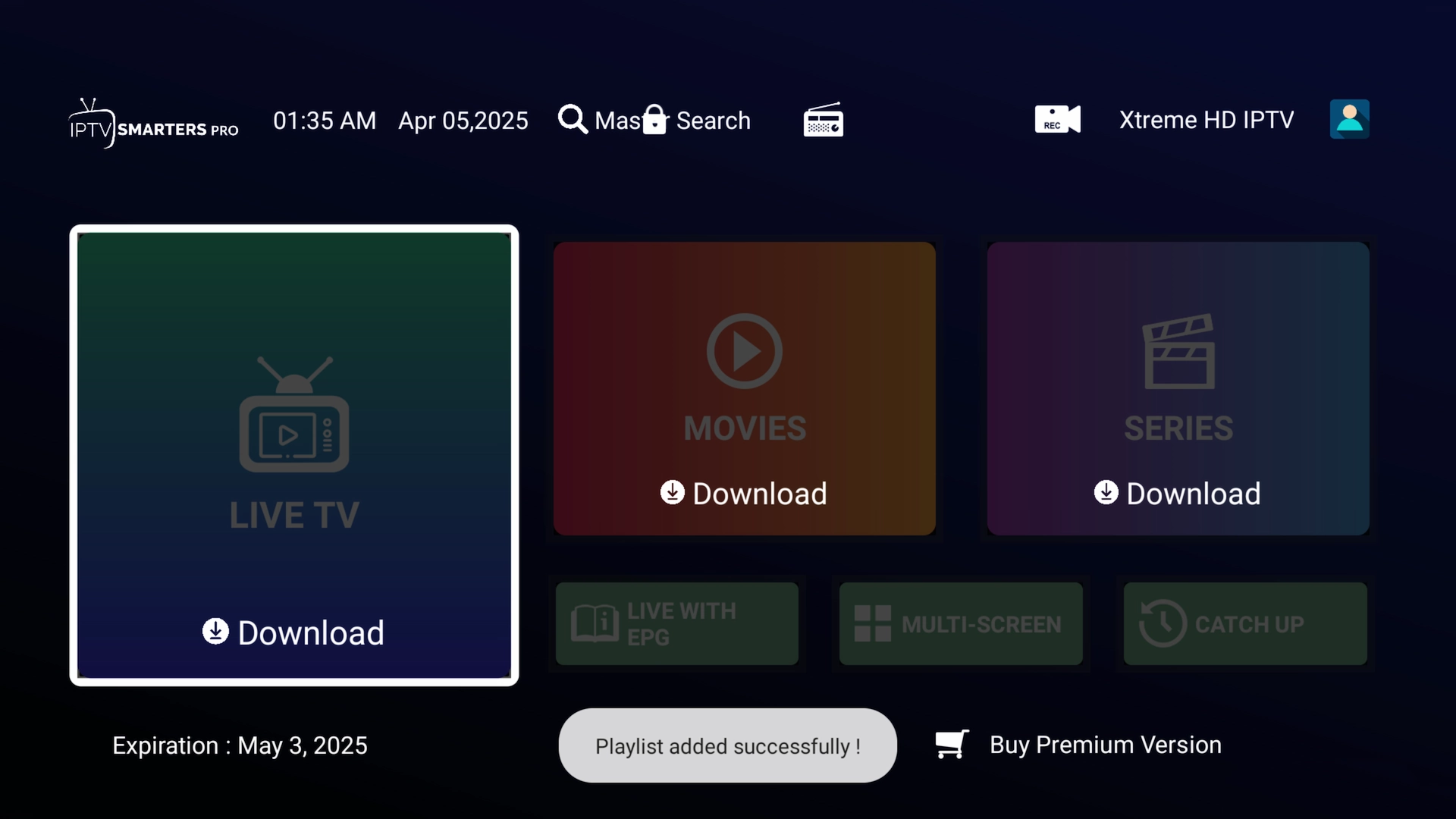 Playlist successfully added in IPTV Smarters Pro