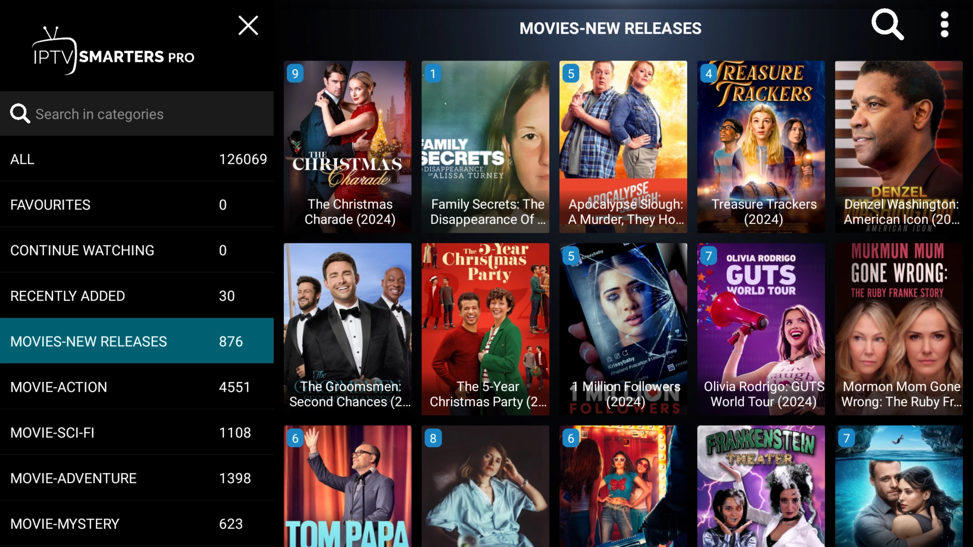 New movie releases in IPTV Smarters Pro