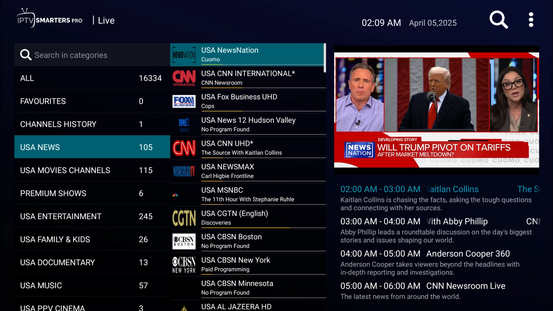Additional news category view
