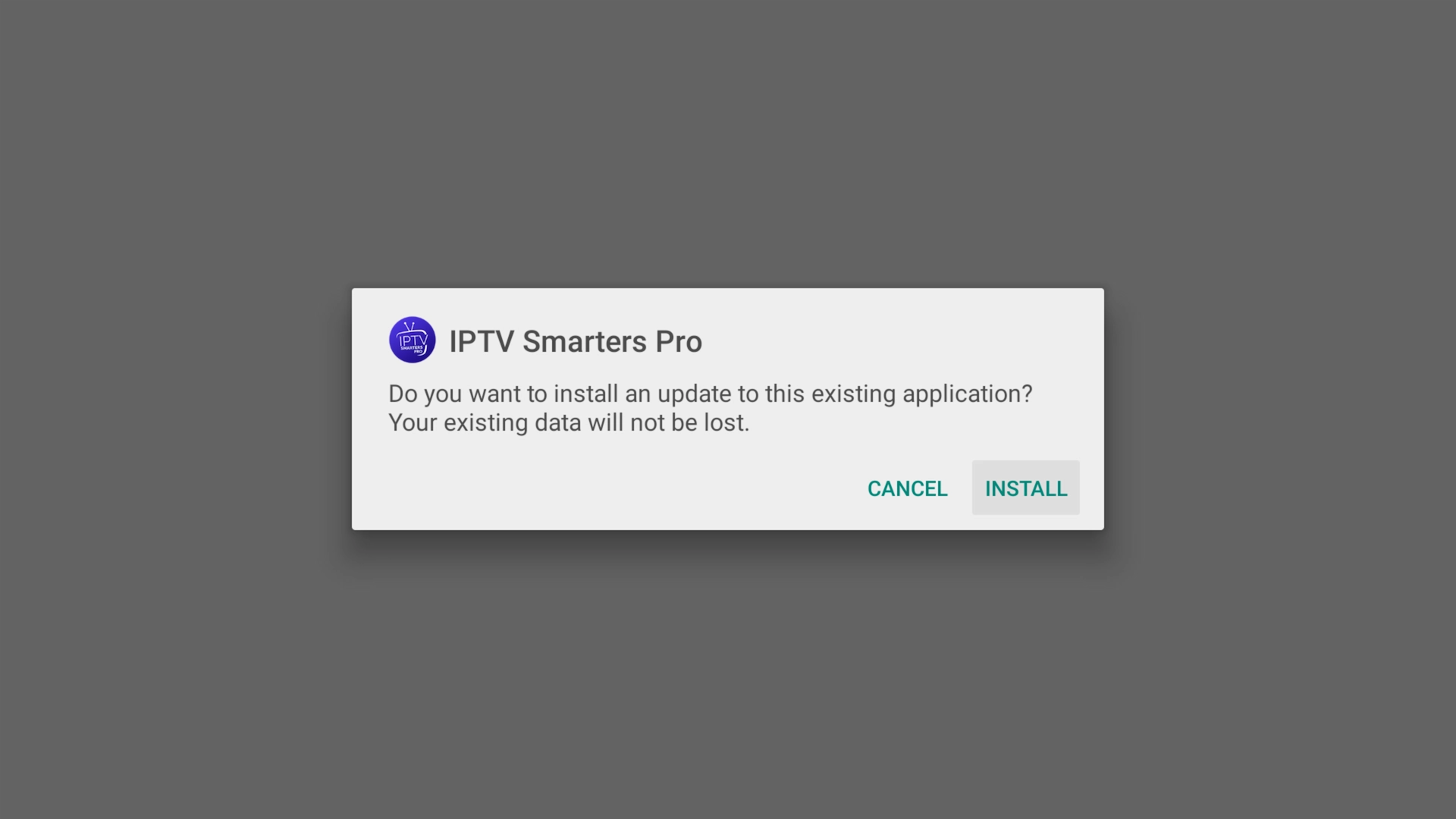 Install prompt for IPTV Smarters Pro in Downloader