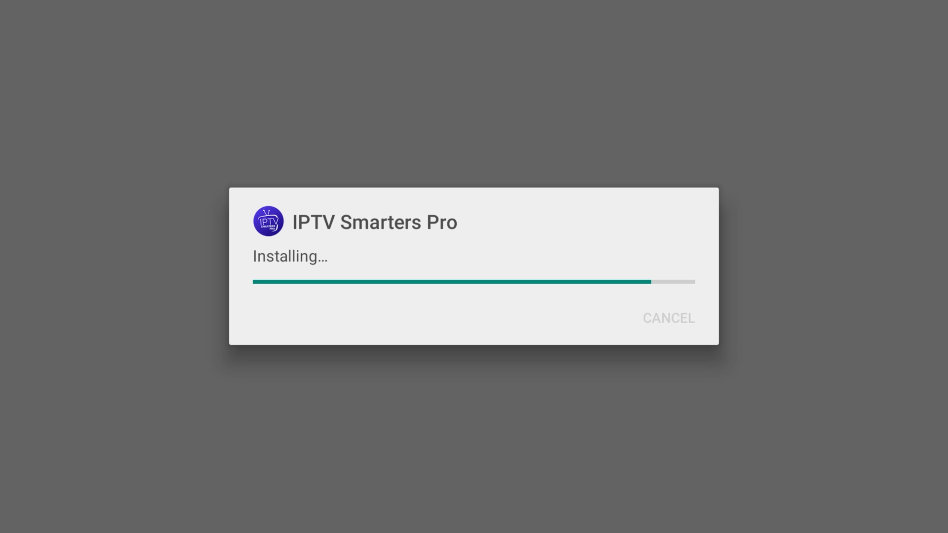 IPTV Smarters Pro installation in progress