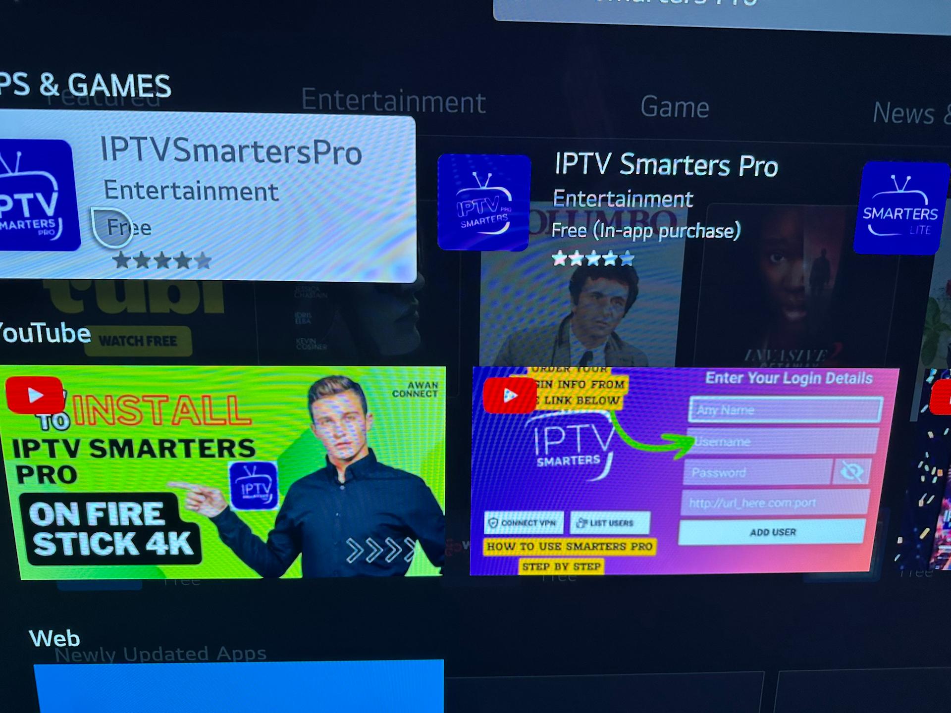IPTV Smarters Pro search results in LG Content Store